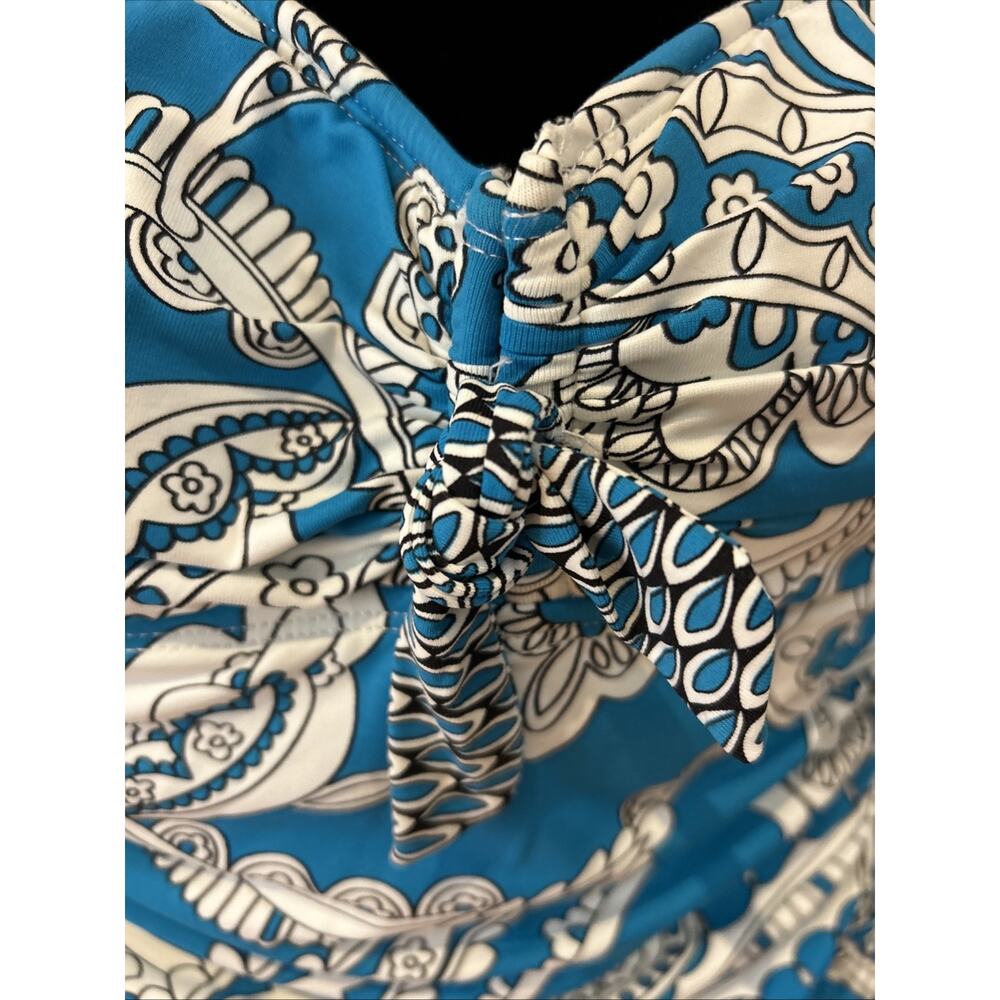 Tommy Bahama One Piece Swimsuit turq blue print pad top tummy control Size 6 - Picture 5 of 13